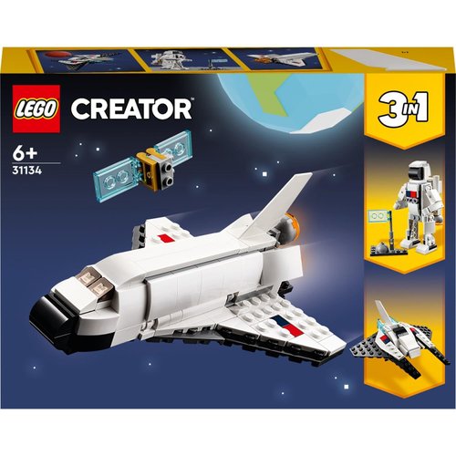 LEGO 31134 Creator 3-in-1 Spaceshuttle Toy for Astronaut to Spaceship, Construction Toy for Children, Boys, Girls from 6 Years, Creative Gift Idea