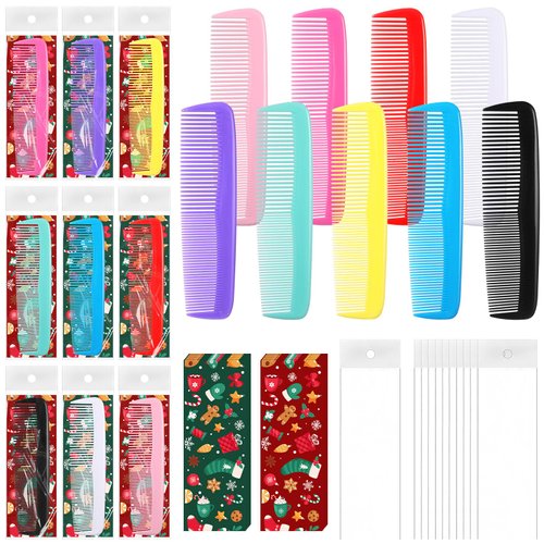 Tioncy 36 Sets Christmas Gifts Bulk Colorful Hair Combs Individually Wrapped Pocket Hair Combs Christmas Cards Gift Bag for Men Women Homeless Hotel Shelter Nursing Home Charity Church Christmas Gifts