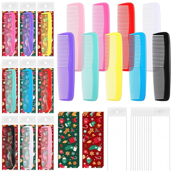 Tioncy 36 Sets Christmas Gifts Bulk Colorful Hair Combs Individually Wrapped Pocket Hair Combs Christmas Cards Gift Bag for Men Women Homeless Hotel Shelter Nursing Home Charity Church Christmas Gifts