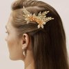 Latious Leaf Bride Wedding Hair Comb Gold Flower Hair Clip Bridal Hair Accessories for Women and Girls