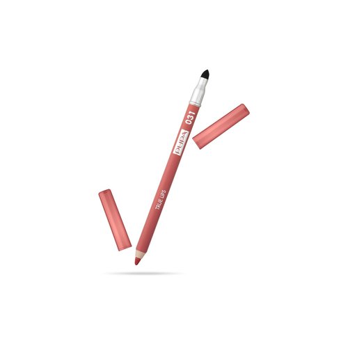 Pupa Milano True Lips Blendable Lip Liner - Dual-Ended Matte Lining Color and Brush - Light and Creamy, Hydrating, High Pigment, Smudge Proof Formula - Paraben Free - 031 Coral - 0.042 oz