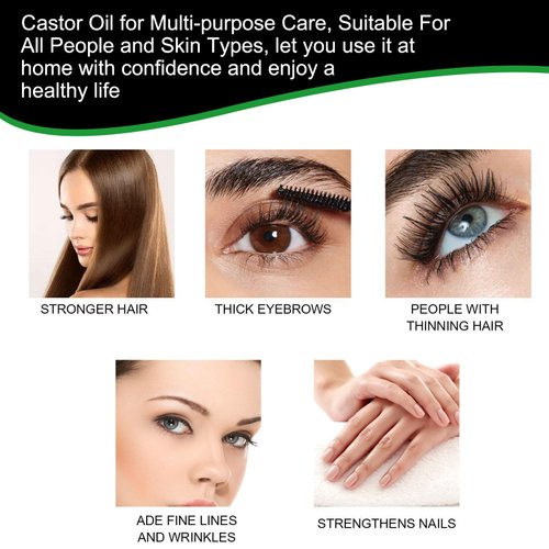 Jamaican Black Castor Oil,Organic Castor Oil for Hair Growth,Body Message Castor Oil -Essential Oil for for Eyelashes, Eyebrows Growth, Skin Moisturizer (60ml)