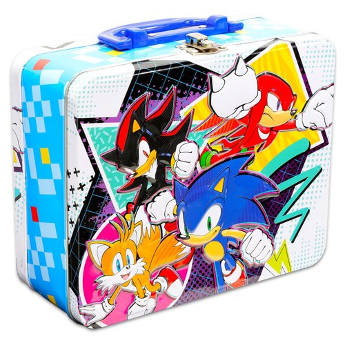 Sonic the Hedgehog Tin Lunch Box Puzzle Bundle - Sonic Lunchbox with Sonic Puzzle 48 Piece for Kids Plus Stickers, More | Sonic School Supplies Set