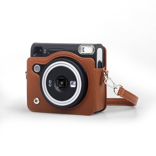 Rieibi PU Leather Case for Fujifilm Instax SQ40 - Polaroid SQ40 Camera Case for Fujifilm Instax Square SQ40 Instant Camera - Vintage Fuji SQ40 Bag Cover with Strap - Brown