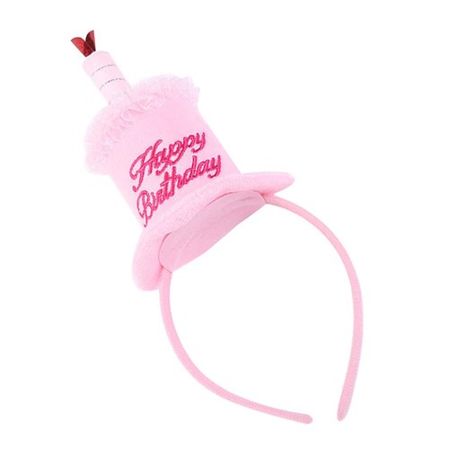 NUOBESTY Happy Birthday Cake Headband Cupcake Hairband Headpiece Hair Band Party Pink Hair Hoop Decorations Photo Props Birthday Head Tiara Hair Accessories for Birthday Party Costume