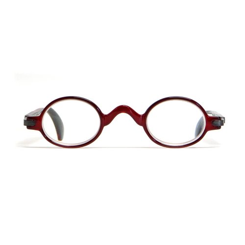 Calabria R314 Unisex Vintage Professor Oval Reading Glasses in Crystal Red +4.50