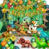 Dinosaur Birthday Party Decorations Supplies, 125Pcs Dinosaur Green Orange Blue Balloons Garland Arch Kit Happy Birthday Dino Foil Balloon Curtain for Kids Boys Dino Jungle Safari Baby Shower Party