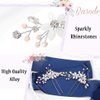 Barode Bridal Wedding Hair Pins Silver Sparkly Rhinestones Flower Hairpin Pearl Bride Hair Accessories for Women and Girlss(Pack of 2) (Silver)
