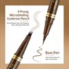 MAKI YIKA Microblading Eyebrow Pencil, Waterproof Eyebrow Pen with 4 Tip Brow Pen and Precise Brow Pencil to Create Natural Hair-Like Brows with Dual-ended Eyebrow Brush (A-Light Brown)