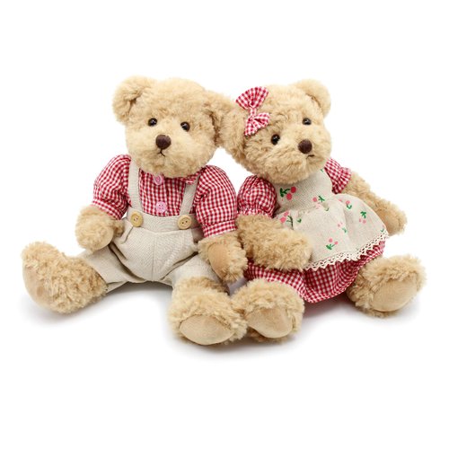 oits cute 2-Pack Teddy Bear,Cute Stuffed Animal,Couple Gift Soft Plush Toy 11inch (Blue Plaid Clothes)