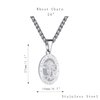 RS St. Saint Michael Pendant Necklace for Men Boys Oval Stainless Steel Patron Medal Chain Silver First Communion Confirmation Regious