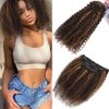 Urbeauty 4/30 Kinky Curly 10 Inch 3c 4a Clip in Hair Extensions for Black Women Chocolate Brown Mix Medium Auburn Curly Hair Extensions Clip Ins 10Pcs/Set Full Head 10a Grade