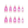 Tyuimhx Pink Gradient Press on Nails Medium Almond Fake Nails 3D Pink Heart False Nails Full Cover Stick on Nails Acrylic Ombre Artificial Nails for Women Girls Glue on Nails 24Pcs