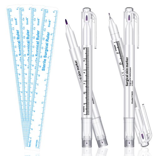 4 Pieces Skin Marker Pen Eyebrow Marker Pen Tools Microblading Accessories Marker Pen for Makeup (Purple,Double Head)