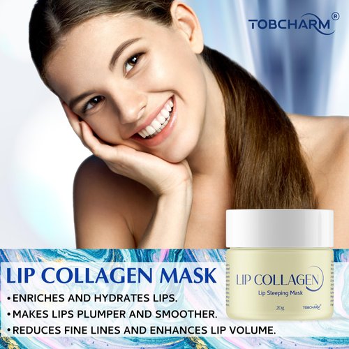 Tobcharm Lip Sleeping Mask(20g), Lip Collagen, Lip Mask Overnight, Lip Plumper Advanced with Hyaluronic Acid, Lip Balm With Peptide Complex For Lip Wrinkles Repair Overnight Lip Masks