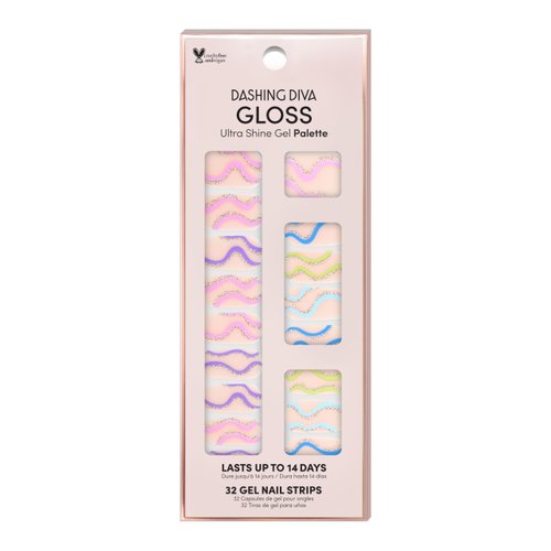 Dashing Diva Gloss Nail Strips - Spring Swirl | UV Free, Chip Resistant, Long Lasting Gel Nail Stickers | Contains 32 Nail Wraps, 1 Prep Pad, 1 Nail File