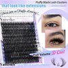 Fluffy Lash Clusters with Bottom Lashes 12-25mm Thick Cluster Eyelash Extensions 294Pcs Wispy Individual Lashes with Lower Eyelash Clusters 100D Plant Fibers Lashes Clusters DIY at Home, by Yaiseiko