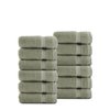 belem Luxury 100% Cotton Face Towels, Very Soft and Highly Absorbent Wash Cloths, 13x13, Pack of 12 (Sage Green)