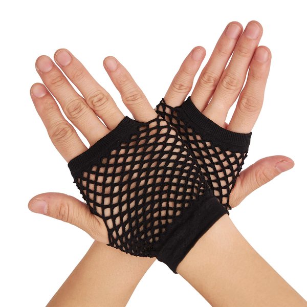 OTPEH Fishnet Gloves Fingerless For Women Kids Fish Net Arm Sleeve Mesh Emo Goth 80s Scene Accessories