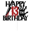 Black Glitter Killer Happy 13th Birthday Cake Topper, Halloween Zombie Vampire Bloody Friday Birthday Décor, Halloween Horror Themed 13th Birthday Party Decorations
