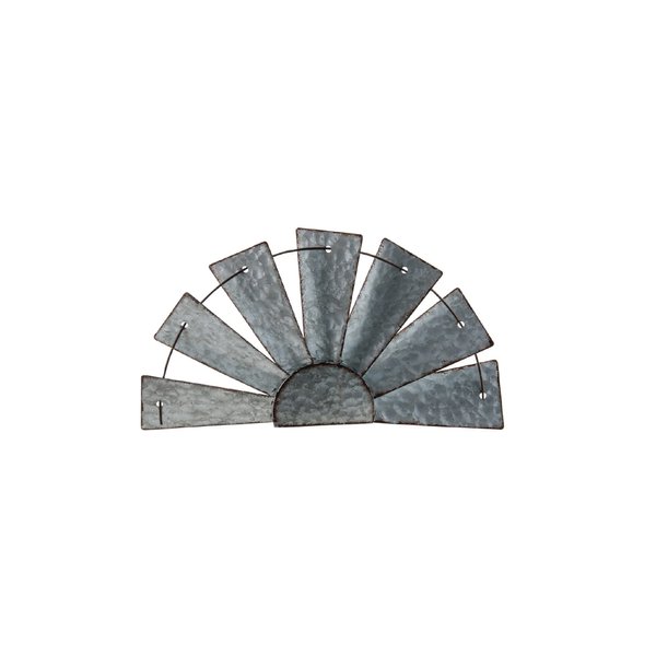 CWI Gifts Galvanized Half Windmill Wall Art - 16 inch - Farmhouse Country Decorations