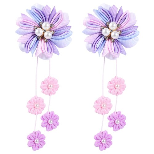 Small Flower Hair Clips Boutique Back to School Tassels Hair Bow Clips Lovely Halloween Christmas Hair Accessories for Kids, Purple