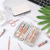 6 Set Fathers Day Gift Manicure Kit Nail Clipper Grooming Kit 8 in 1 Stainless Steel Manicure Pedicure Set Mens Nail Grooming Kit with Travel Case for Male Women Husband Parents(Rose Gold)