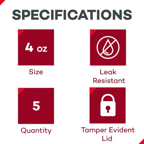 Dealmed Specimen Collection Containers Single Use Urine Specimen Cups, Screw on Leak Resistant Lid, Included ID Label, 4 oz, 5 Count