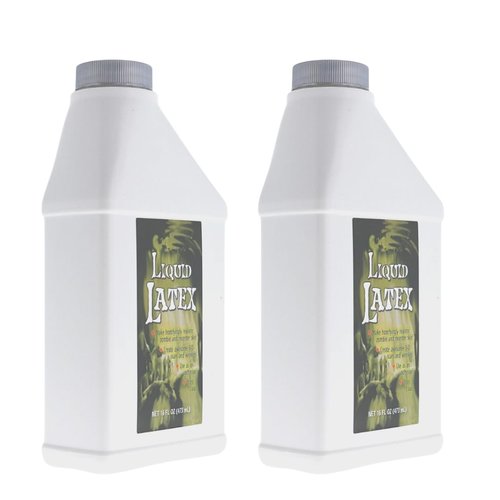 Liquid Latex for Special Effects (2 Pack Set) 16 Oz EACH! Skin-Safe, Dries Clear, Easy Application, for Halloween, Cosplay, Zombie SFX and Movie Makeup