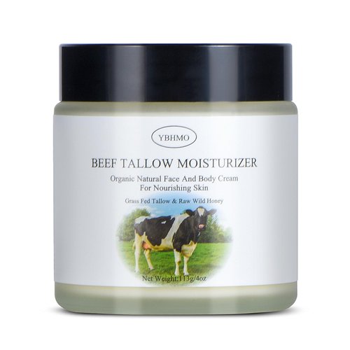 YBHMO Beef Tallow Moisturizer,Beef Tallow for Skin,Organic Grass Fed Beef Tallow with Raw Honey Moisturizing Cream, Whole Body & Face Moisturizer（4oz）