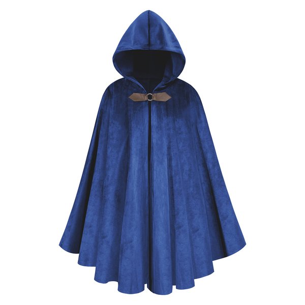 yolsun Renaissance Cloak with Hood Costume for Men Victorian Steampunk Medieval Cosplay Witch Cloak Cape Blue
