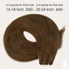Full Shine Genius Weft Hair Extensions Real Human Hair Hand Tied Extensions Straight Hair Brazilian Human Hair Extensions Sew In Color Chocolate Brown #4 Sew In Hair Extensions 50G 18 Inch