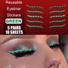 Uranian Eyeliner Stickers Glitter Eyeliner Stickers with Rhinestones Instant Adhesive Eye Line Strip Reusable Eyeshadow Stickers Colorful Eyelid Tape for Party Eye Makeup Tool for Women (Green)