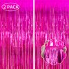 YUKL Hot Pink Curtains Fringe Backdrop Hot Pink Streamers Party Decorations 2Pack 3.3*8.2FT Hot Pink Birthday Decorations Tinsel Backdrop Curtains Party Decorations for Womens Girls Party Decorations