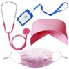Naichuo Doctor Nurse Lab Coat Outfits,Kids Role Play Doctor Costume With Realistic Accessories for Boys Girls Ages 3-12(Lab Coat, Pink/3-4T)