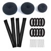 Hair Bun Maker Kit - 3 Bun Donuts, 2 French Twist Wraps, 10 Bobby Pins, 10 Elastic Bands for Women and Kids - Black Color