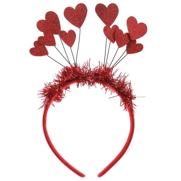 WLLHYF Christmas Sequins Heart Headband Glitter Heart Hair Band Heart Shape Decor Headband Red Heart Head Bopper Hair Accessoires for Holiday Wedding Birthday Party Gift