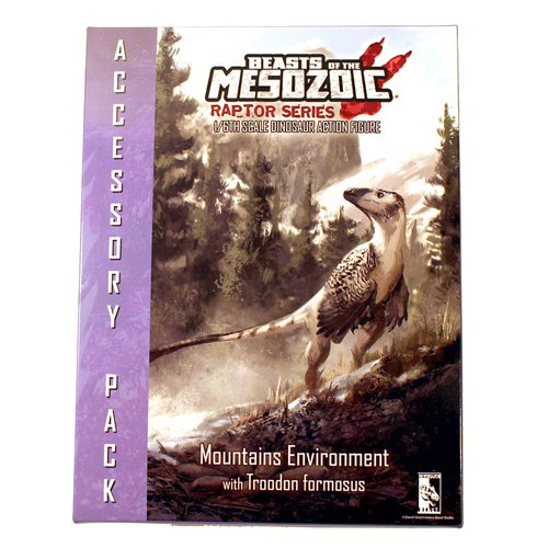 Creative Beast Studio Beasts of The Mesozoic: Accessory Pack: Mountains Environment with Troodon F. Juvenile - 1/6th Scale Dinosaur Action Figure Set, Hand-Painted