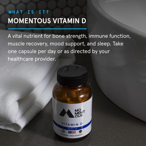 Momentous Vitamin D Supplement, Capsules, 60 Servings