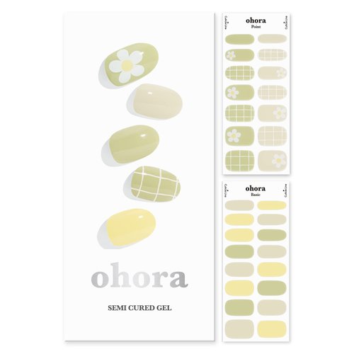 ohora Semi Cured Gel Nail Strips (N Olivia) - Works with Any Nail Lamps, Salon-Quality, Long Lasting, Easy to Apply & Remove - Includes 2 Prep Pads, Nail File & Wooden Stick - Checkered