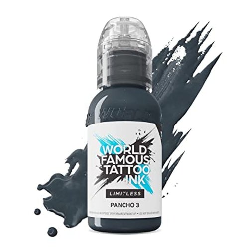 World Famous Tattoo Ink Limitless - Pancho 3 - Professional Tattoo Ink & Tattoo Supplies - Skin-Safe Permanent Tattooing in Bold Shades - Vegan & Non-Toxic (1 oz)