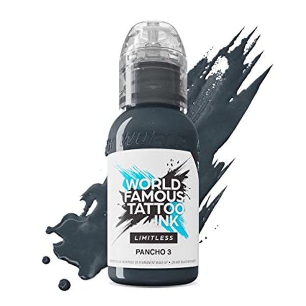 World Famous Tattoo Ink Limitless - Pancho 3 - Professional Tattoo Ink & Tattoo Supplies - Skin-Safe Permanent Tattooing in Bold Shades - Vegan & Non-Toxic (1 oz)