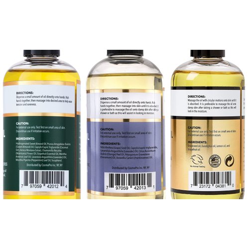 Cosmetasa Massage Oil Cellulite, Sore Muscle, Lavender, Relaxation Massage Oils