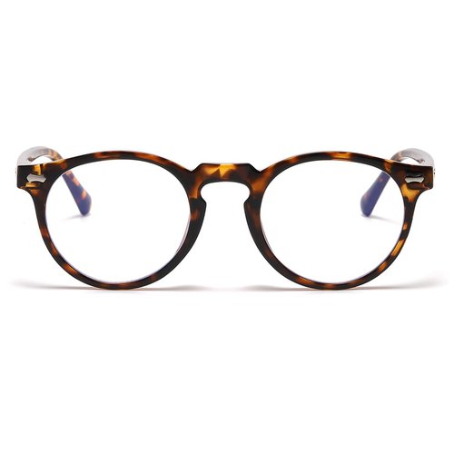 JOVAKIT Round Blue Light Glasses for Women Men Fashion Retro Circle Frame Computer Eyeglasses Anti Eyestrain (Brown Tortoise)
