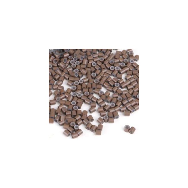 Prolinks- 500 pcs Premium Silicone Lined Copper Micro Rings Beads Tubes For I-Tip Hair Extensions (Brown- 3.4 mm)