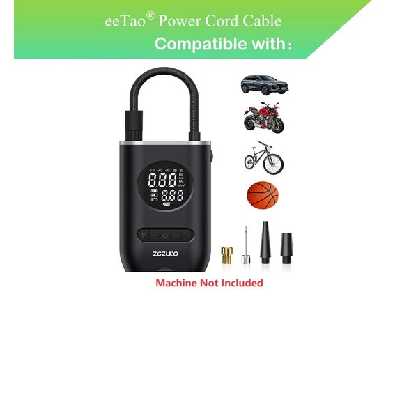 eeTao 5V USBC Charging Cable Compatible with ZGZUXO CZK-3668 CZK3668 Tire Inflator Portable Air Compressor 5200 mAh Rechargable Battery Power Supply Cord