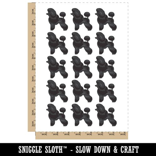 Miniature Poodle Dog Solid Temporary Tattoo Water Resistant Fake Body Art Set Collection - 15 2" Tattoos (1 Sheet)