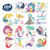 EMOME Glitter Temporary Tattoos for Girls, 204 Set Mermaid Tattoos Stickers Kids Pre-cut, Mermaid Theme Party Favors Birthday Decorations for Girls Kids