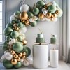 Sage Green and Gold Balloons, Olive Green White Metallic Gold Confetti Latex Balloons Set for Birthday Baby Shower Wedding Jungle Safari Boy Party Supplies Arch Garland Decoration