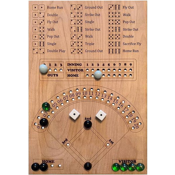 Baseball Dice Board Game Wood, Wooden Baseball Board Game with Dice Marbles for Kids Adults, Fun Double Battle Table Game